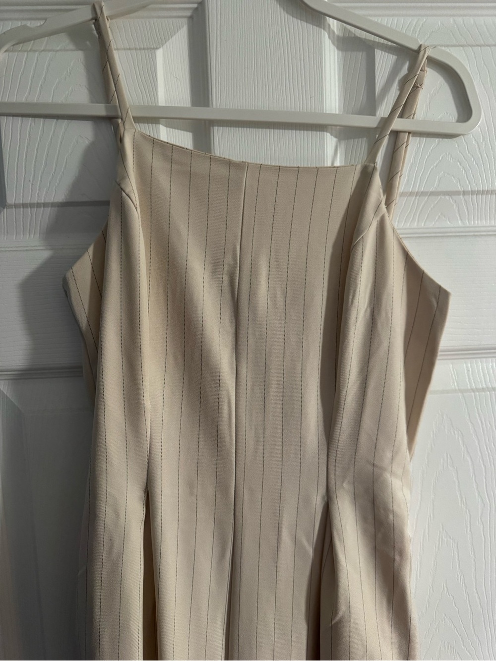 Cream Pinstripe Sleeveless Jumpsuit - Picture 3 of 5